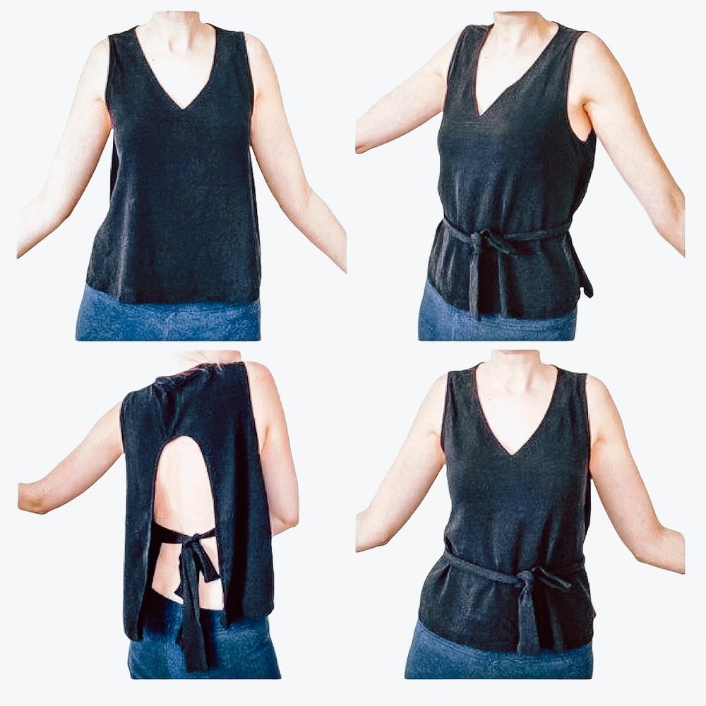 Fate by LFD Black Multi-Way Wear Tie V-Neck Sleeveless Top M